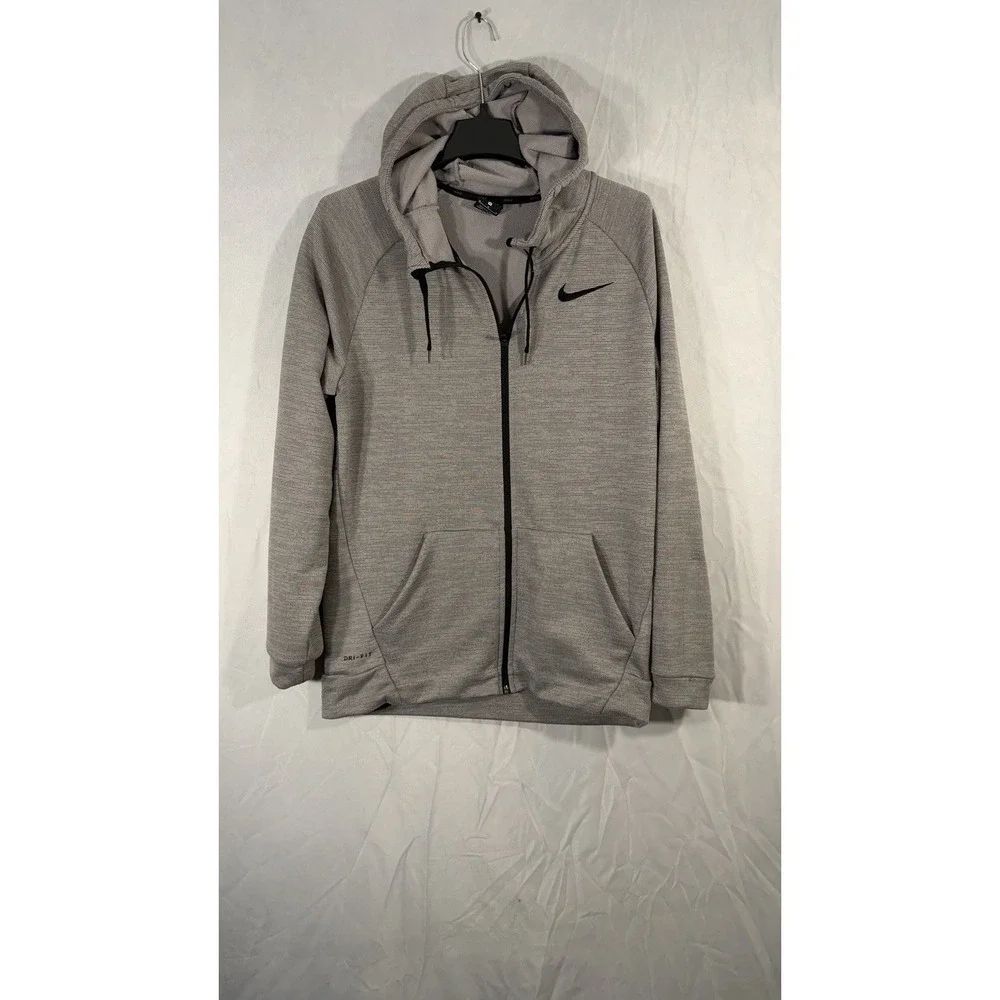 nike dri fit Full Zip Hoodie Heather Knit Training Athletic Sweater Gray Men's M